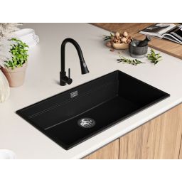 Primagran Praga XXL 90 Level zlewozmywak granitowy 86x47 cm czarny MPNKC-X0#N