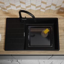 Primagran Sevilla XL 780-60 Top zlewozmywak granitowy 78x50 cm czarny O_OKJKC-001