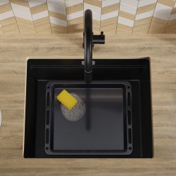 Primagran Praga XXL 60 Level zlewozmywak granitowy 56x47 cm czarny O_OP6KC-002