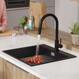 Primagran Oslo Step MAX 60 Multilevel zlewozmywak granitowy 58x53 cm czarny O_OOIKC-001