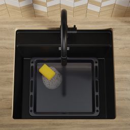 Primagran Bergen Max 60 Low Cut zlewozmywak granitowy 56x53 cm czarny O_OB6KC-001