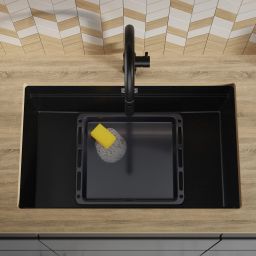 Primagran Praga XXL 80 Level zlewozmywak granitowy 76x47 cm czarny O_OP8KC-001