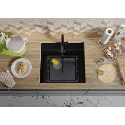 Primagran Bergen Max 60 Low Cut zlewozmywak granitowy 56x53 cm czarny O_OB6KC-001