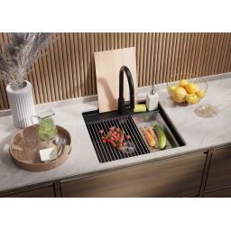 Primagran Bergen Max 60 Low Cut zlewozmywak granitowy 56x53 cm czarny O_OB6KC-001