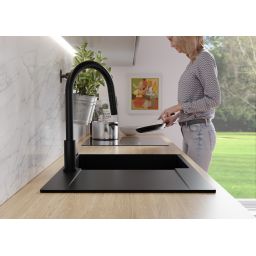 Primagran San Francisco XXL 780-50 Level zlewozmywak granitowy 78x50 cm czarny O_OHFKC-001