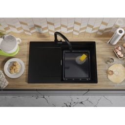 Primagran San Francisco XXL 780-50 Level zlewozmywak granitowy 78x50 cm czarny O_OHFKC-001