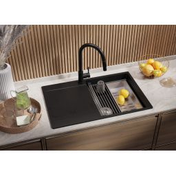 Primagran San Francisco XXL 780-50 Level zlewozmywak granitowy 78x50 cm czarny O_OHFKC-001