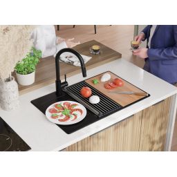 Primagran Sevilla XL 780-60 Top zlewozmywak granitowy 78x50 cm czarny O_OKJKC-001