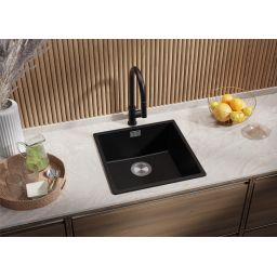 Primagran Monaco XXL 50 Slim zlewozmywak granitowy 47x46 cm czarny O_OL5KC-001