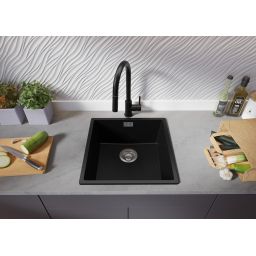 Primagran Monaco XXL 50 Slim zlewozmywak granitowy 47x46 cm czarny O_OL5KC-001