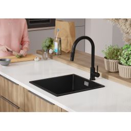 Primagran Monaco XXL 50 Slim zlewozmywak granitowy 47x46 cm czarny O_OL5KC-001