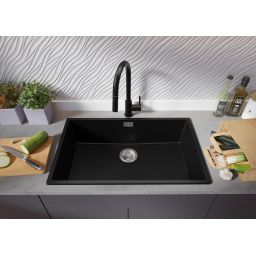 Primagran Londyn XXL 80 Slim zlewozmywak granitowy 76x47 cm czarny O_OL8KC-001