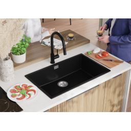 Primagran Londyn XXL 80 Slim zlewozmywak granitowy 76x47 cm czarny O_OL8KC-001