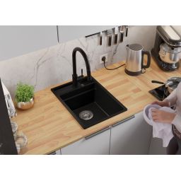 Primagran Oslo 40 Pocket Multilevel zlewozmywak granitowy 38x53 cm czarny O_OOFKC-001