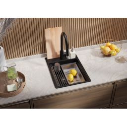 Primagran Oslo 40 Pocket Multilevel zlewozmywak granitowy 38x53 cm czarny O_OOFKC-001