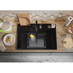 Primagran Oslo 80 Pocket Multilevel zlewozmywak granitowy 78x53 cm czarny O_OOHKC-001