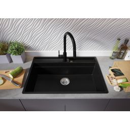 Primagran Oslo 80 Pocket Multilevel zlewozmywak granitowy 78x53 cm czarny O_OOHKC-001