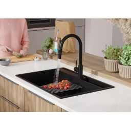 Primagran Oslo 80 Pocket Multilevel zlewozmywak granitowy 78x53 cm czarny O_OOHKC-001