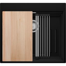 Primagran Oslo Step MAX 60 Multilevel zlewozmywak granitowy 58x53 cm czarny O_OOIKC-001