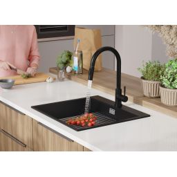 Primagran Oslo Step MAX 60 Multilevel zlewozmywak granitowy 58x53 cm czarny O_OOIKC-001