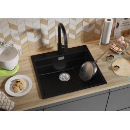 Primagran Oslo Step MAX 60 Multilevel zlewozmywak granitowy 58x53 cm czarny O_OOIKC-001