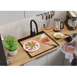 Primagran Oslo Step MAX 60 Multilevel zlewozmywak granitowy 58x53 cm czarny O_OOIKC-001