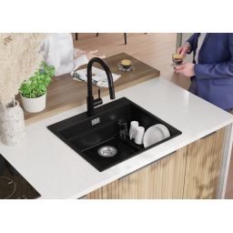 Primagran Oslo Step MAX 60 Multilevel zlewozmywak granitowy 58x53 cm czarny O_OOIKC-001