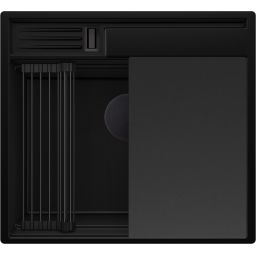 Primagran Oslo 60 Pocket Multilevel zlewozmywak granitowy 58x53 cm czarny O_OOLKC-001