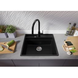 Primagran Oslo 60 Pocket Multilevel zlewozmywak granitowy 58x53 cm czarny O_OOLKC-001