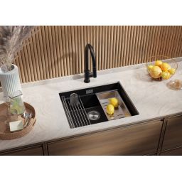 Primagran Praga XXL 60 Level zlewozmywak granitowy 56x47 cm czarny O_OP6KC-001