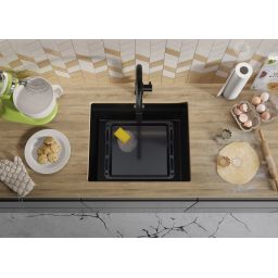 Primagran Praga XXL 60 Level zlewozmywak granitowy 56x47 cm czarny O_OP6KC-002