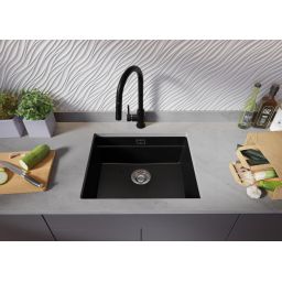 Primagran Praga XXL 60 Level zlewozmywak granitowy 56x47 cm czarny O_OP6KC-002