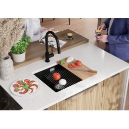 Primagran Praga XXL 60 Level zlewozmywak granitowy 56x47 cm czarny O_OP6KC-002