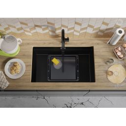 Primagran Praga XXL 80 Level zlewozmywak granitowy 76x47 cm czarny O_OP8KC-001