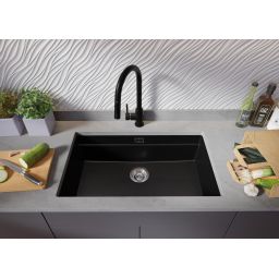 Primagran Praga XXL 80 Level zlewozmywak granitowy 76x47 cm czarny O_OP8KC-001