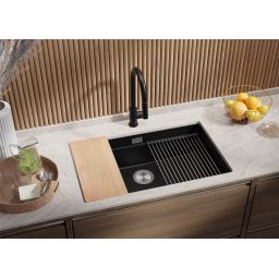 Primagran Praga XXL 80 Level zlewozmywak granitowy 76x47 cm czarny O_OP8KC-001