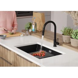 Primagran Praga XXL 80 Level zlewozmywak granitowy 76x47 cm czarny O_OP8KC-001