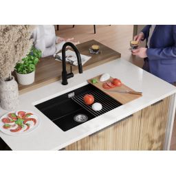 Primagran Praga XXL 80 Level zlewozmywak granitowy 76x47 cm czarny O_OP8KC-001