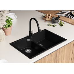 Primagran Madryt XL 80 Twin zlewozmywak granitowy 78x50 cm czarny O_ORTKC-001