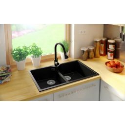 Primagran Madryt XL 80 Twin zlewozmywak granitowy 78x50 cm czarny O_ORTKC-001