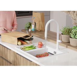 Primagran Sydney zlewozmywak granitowy 62x50 cm biały O_OTLKW-001