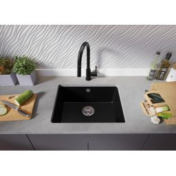 Primagran Wenecja XL 60 Easy zlewozmywak granitowy 56x44 cm czarny O_OW6KC-001