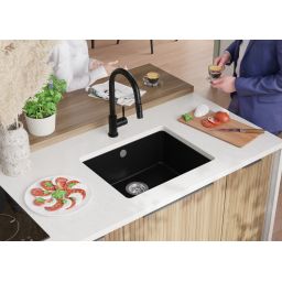 Primagran Wenecja XL 60 Easy zlewozmywak granitowy 56x44 cm czarny O_OW6KC-001