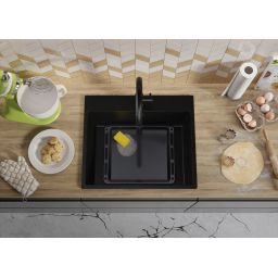 Primagran Ryga XL 60 zlewozmywak granitowy 58x50 cm czarny O_OYRKC-001