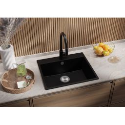 Primagran Ryga XL 60 zlewozmywak granitowy 58x50 cm czarny O_OYRKC-001