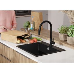 Primagran Ryga XL 60 zlewozmywak granitowy 58x50 cm czarny O_OYRKC-001