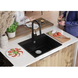 Primagran Ryga XL 60 zlewozmywak granitowy 58x50 cm czarny O_OYRKC-001