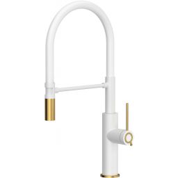 Quadron Gemma bateria kuchenna stojąca z wyciąganą wylewką snow white/złota 3623501_WHMPVDG1