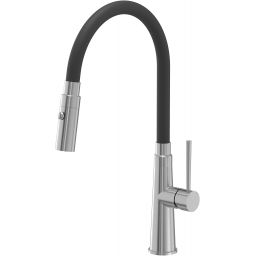 Quadron Gina bateria kuchenna stojąca z elastyczną wylewką stal/czarna 3922505_BSBL