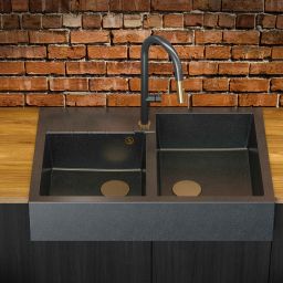 Quadron Bill 120 zlewozmywak 90x62 cm GraniteQ black diamond/złoty HCQB9062U8_PVDG1